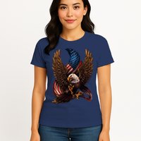 Patriotic American Design With Eagle And Flag Womens T-Shirt