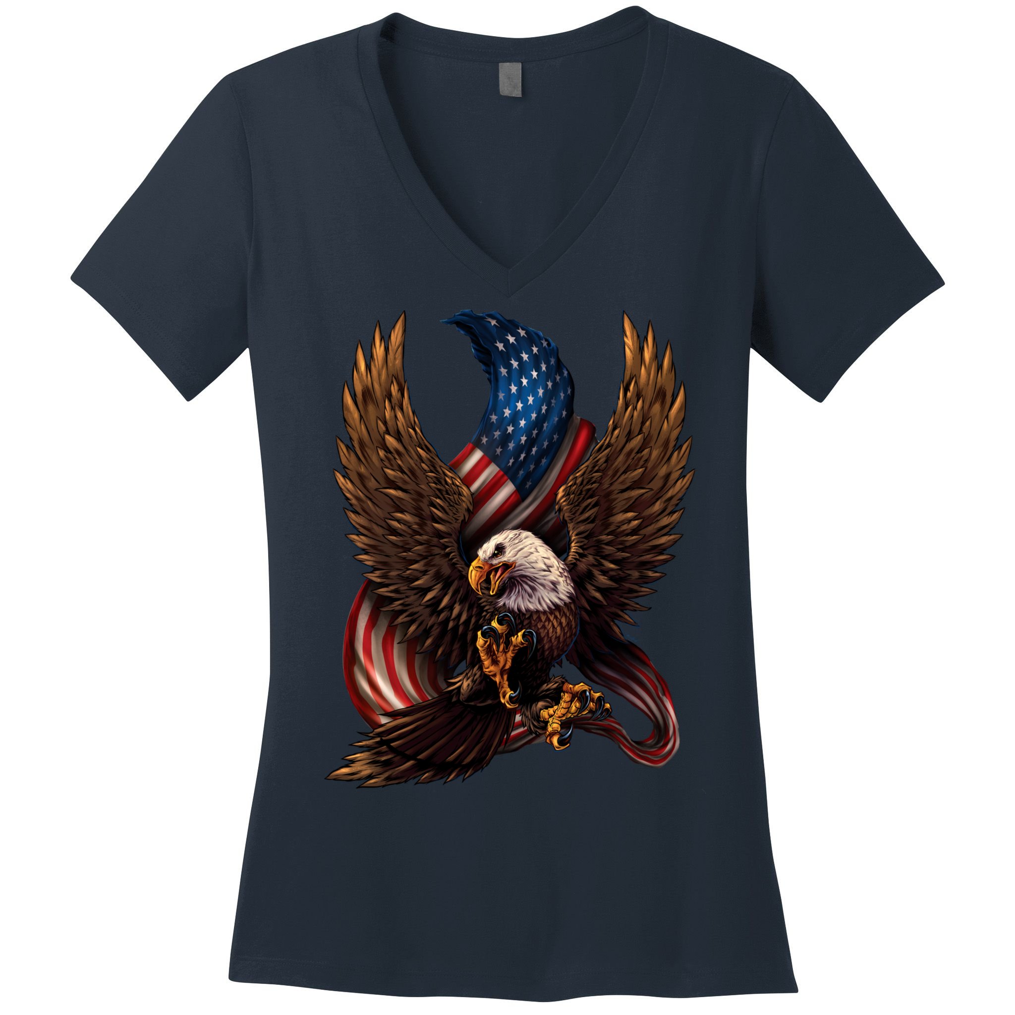 Patriotic American Design With Eagle And Flag Women's V-Neck T-Shirt