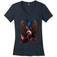 Patriotic American Design With Eagle And Flag Women's V-Neck T-Shirt