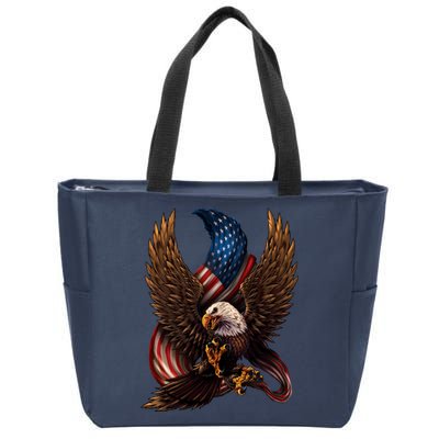 Patriotic American Design With Eagle And Flag Zip Tote Bag