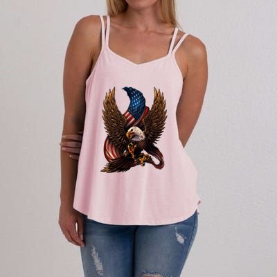 Patriotic American Design With Eagle And Flag Women's Strappy Tank