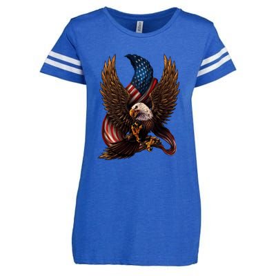 Patriotic American Design With Eagle And Flag Enza Ladies Jersey Football T-Shirt