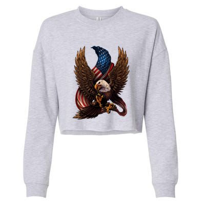 Patriotic American Design With Eagle And Flag Cropped Pullover Crew