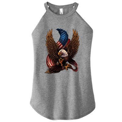 Patriotic American Design With Eagle And Flag Women's Perfect Tri Rocker Tank