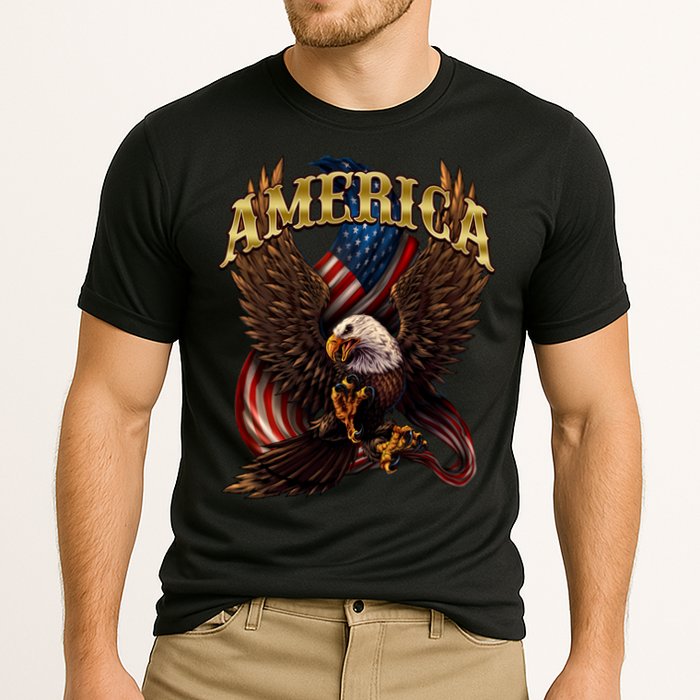 Patriotic America Design With Eagle And American Flag Cooling Performance Crew T-Shirt