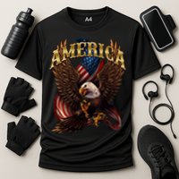 Patriotic America Design With Eagle And American Flag Cooling Performance Crew T-Shirt
