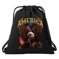 Patriotic America Design With Eagle And American Flag Drawstring Bag