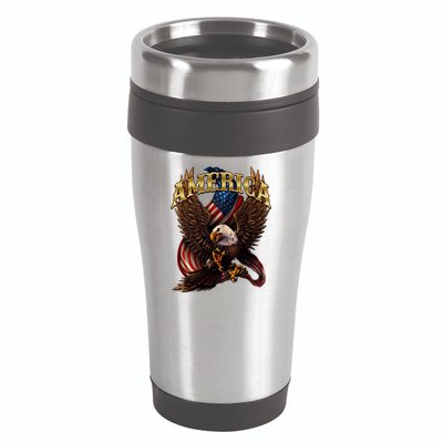 Patriotic America Design With Eagle And American Flag 16oz Travel Tumbler