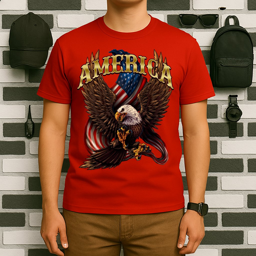 Patriotic America Design With Eagle And American Flag T-Shirt