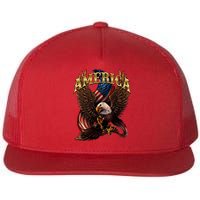 Patriotic America Design With Eagle And American Flag Flat Bill Trucker Hat