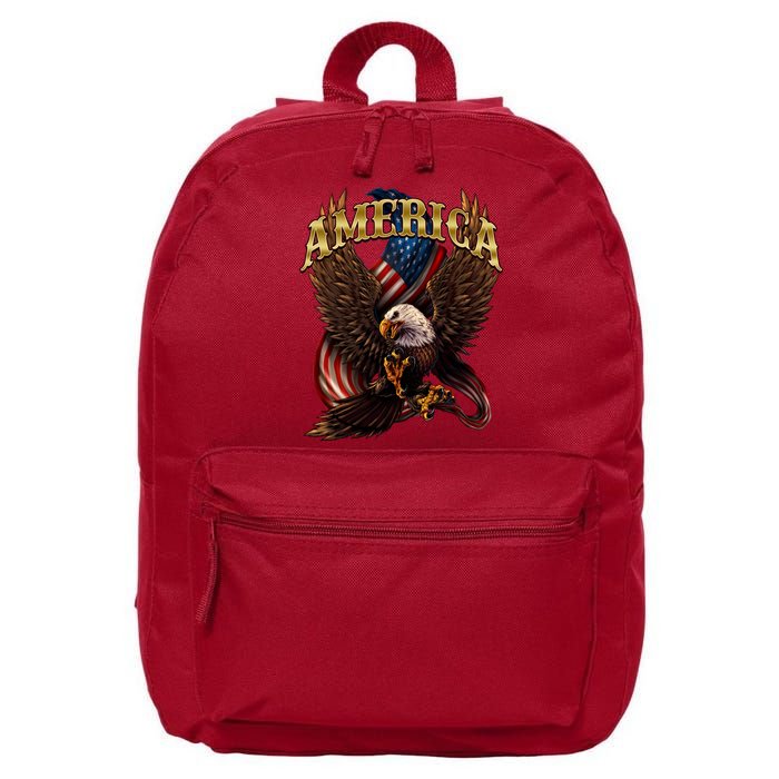 Patriotic America Design With Eagle And American Flag 16 in Basic Backpack