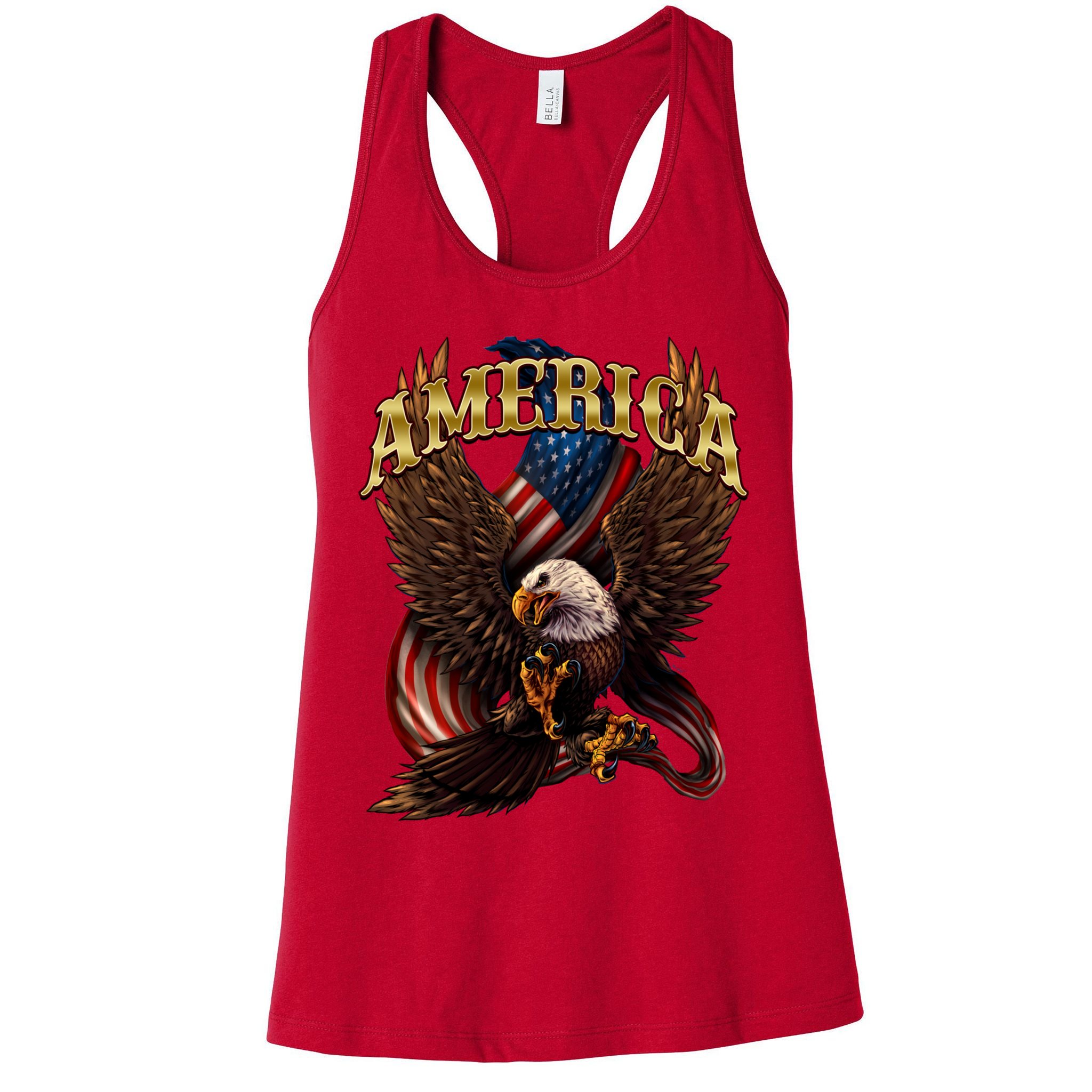 Patriotic America Design With Eagle And American Flag Womens Tank Top