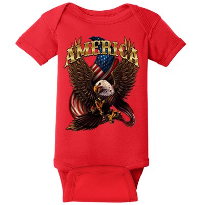 Patriotic America Design With Eagle And American Flag Baby Bodysuit