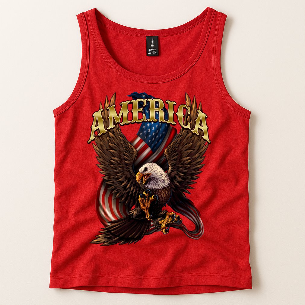 Patriotic America Design With Eagle And American Flag Tank Top