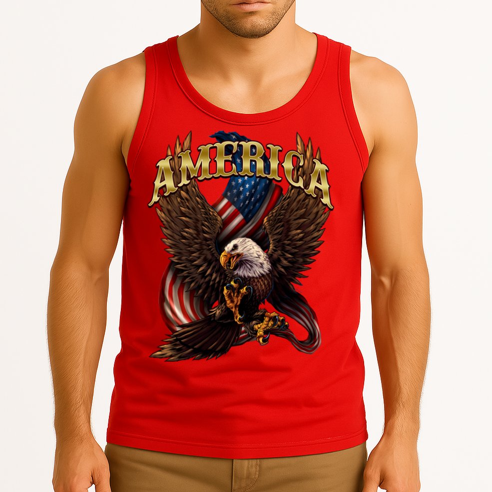 Patriotic America Design With Eagle And American Flag Tank Top