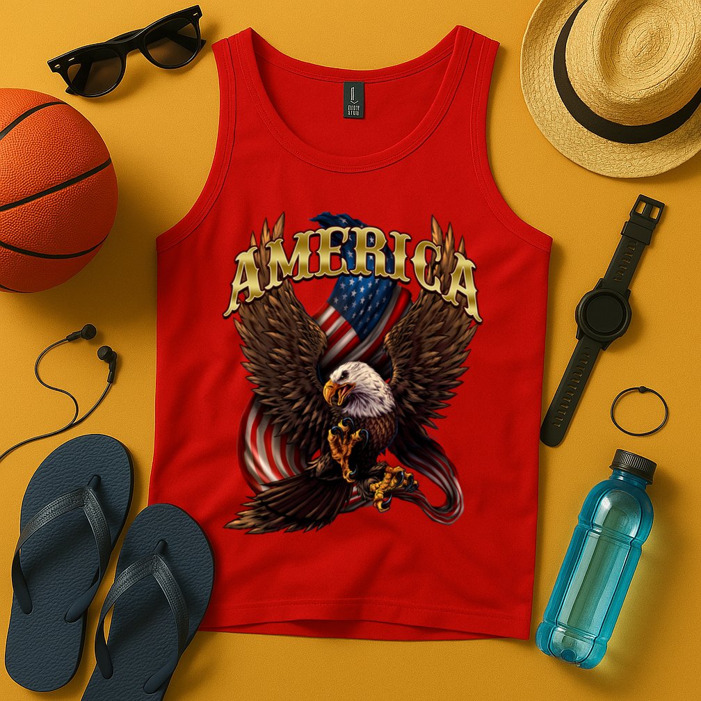 Patriotic America Design With Eagle And American Flag Tank Top