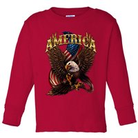 Patriotic America Design With Eagle And American Flag Toddler Long Sleeve Shirt