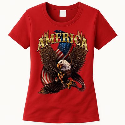 Patriotic America Design With Eagle And American Flag Womens T-Shirt