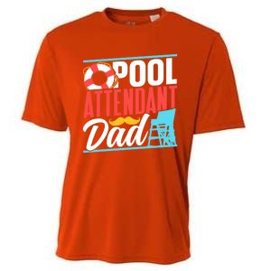 Pool Attendant Dad Rescuer Swimming Attendants Father Daddy Great Gift Cooling Performance Crew T-Shirt