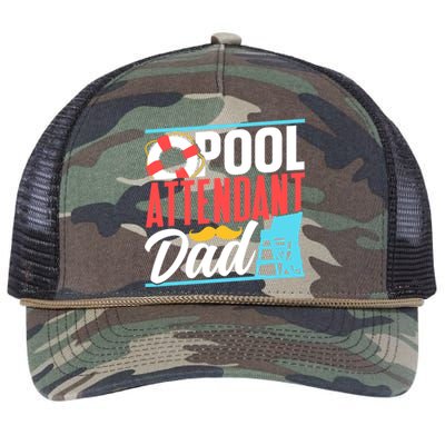 Pool Attendant Dad Rescuer Swimming Attendants Father Daddy Great Gift Retro Rope Trucker Hat Cap