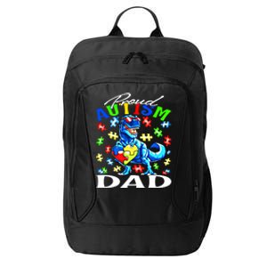 Proud Autism Dad Dinosaur Autism Awareness Gift City Backpack