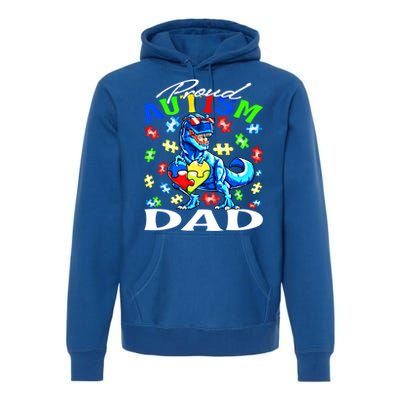 Proud Autism Dad Dinosaur Autism Awareness Gift Premium Hoodie