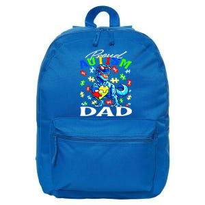 Proud Autism Dad Dinosaur Autism Awareness Gift 16 in Basic Backpack