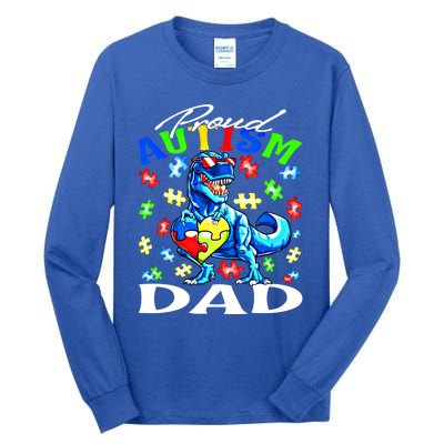 Proud Autism Dad Dinosaur Autism Awareness Gift Tall Long Sleeve T-Shirt