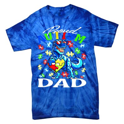 Proud Autism Dad Dinosaur Autism Awareness Gift Tie-Dye T-Shirt