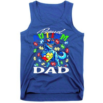 Proud Autism Dad Dinosaur Autism Awareness Gift Tank Top