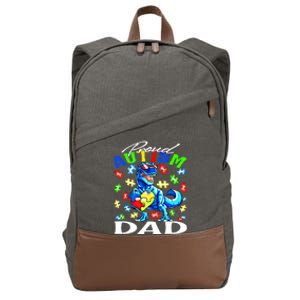 Proud Autism Dad Dinosaur Autism Awareness Gift Cotton Canvas Backpack