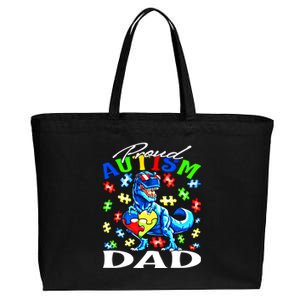 Proud Autism Dad Dinosaur Autism Awareness Gift Cotton Canvas Jumbo Tote