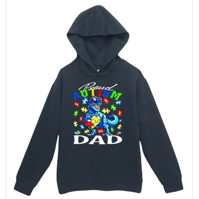 Proud Autism Dad Dinosaur Autism Awareness Gift Urban Pullover Hoodie