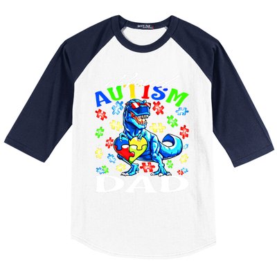 Proud Autism Dad Dinosaur Autism Awareness Gift Baseball Sleeve Shirt