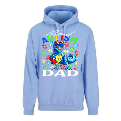 Proud Autism Dad Dinosaur Autism Awareness Gift Unisex Surf Hoodie