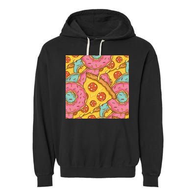 Pizza And Donuts Fast Food Garment-Dyed Fleece Hoodie