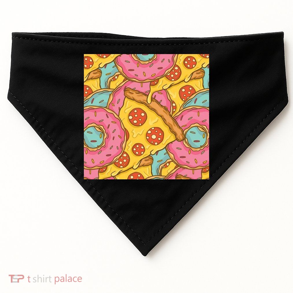 Pizza And Donuts Fast Food USA-Made Doggie Bandana