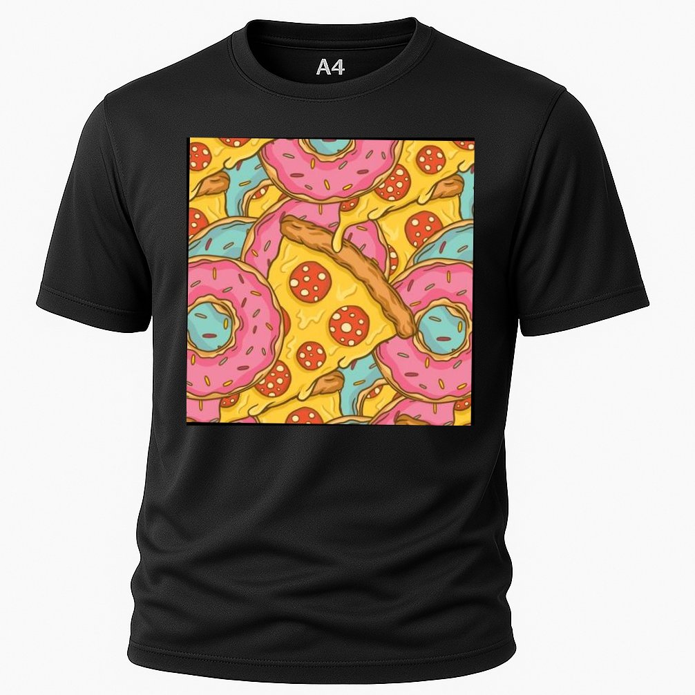 Pizza And Donuts Fast Food Cooling Performance Crew T-Shirt