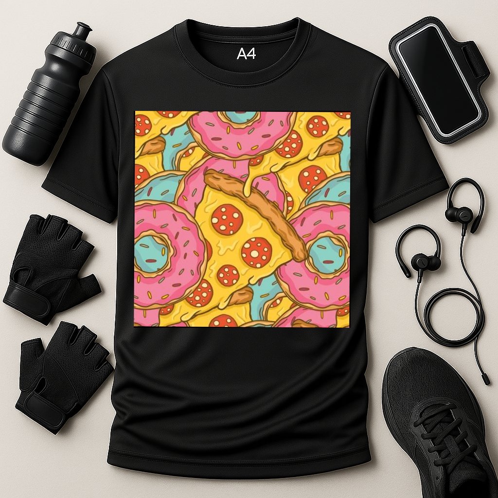 Pizza And Donuts Fast Food Cooling Performance Crew T-Shirt