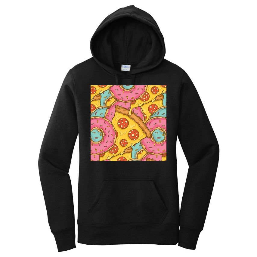 Pizza And Donuts Fast Food Women's Pullover Hoodie
