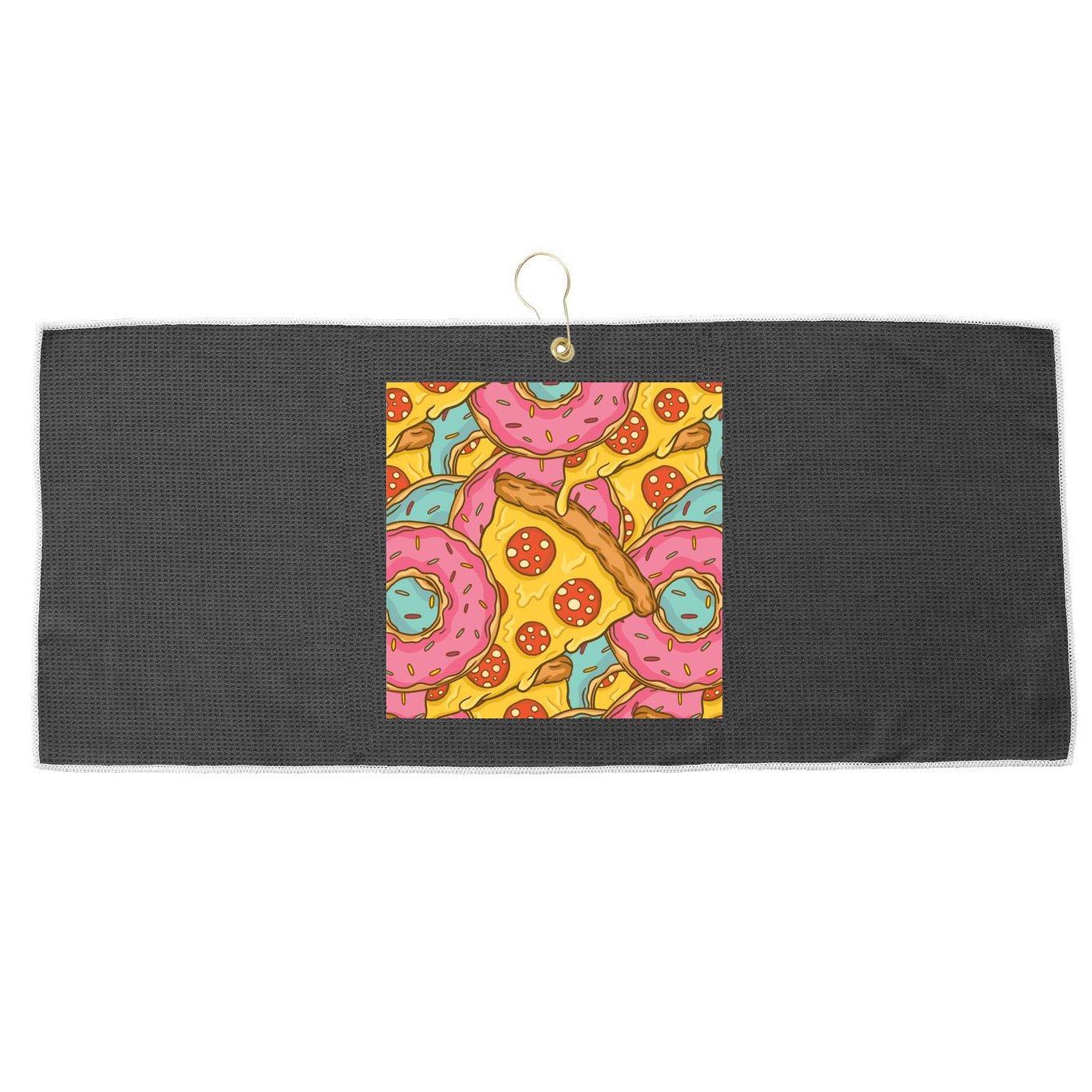 Pizza And Donuts Fast Food Large Microfiber Waffle Golf Towel
