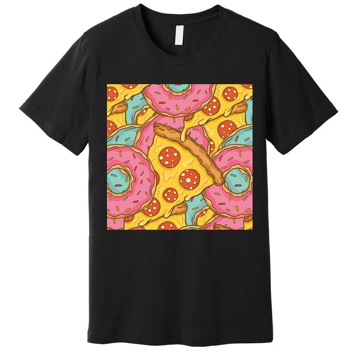 Pizza And Donuts Fast Food Premium T-Shirt