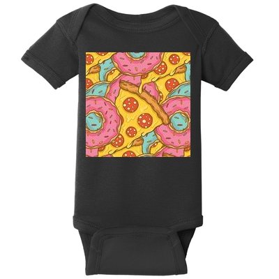 Pizza And Donuts Fast Food Baby Bodysuit