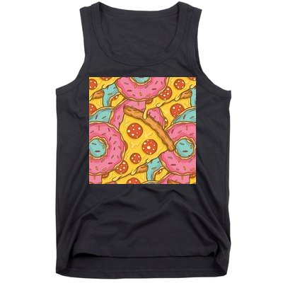 Pizza And Donuts Fast Food Tank Top