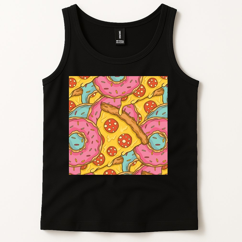 Pizza And Donuts Fast Food Tank Top