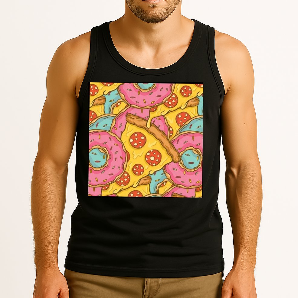 Pizza And Donuts Fast Food Tank Top