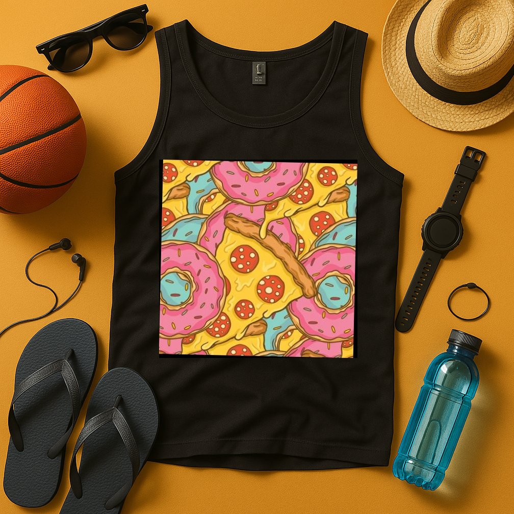 Pizza And Donuts Fast Food Tank Top