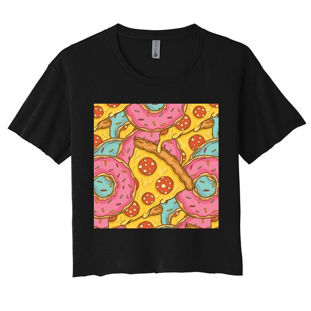 Pizza And Donuts Fast Food Crop Top