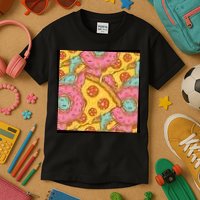 Pizza And Donuts Fast Food Kids T-Shirt