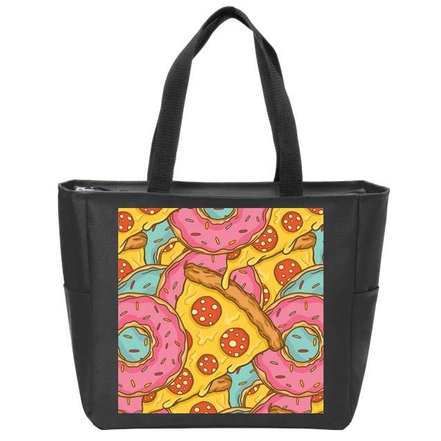 Pizza And Donuts Fast Food Zip Tote Bag